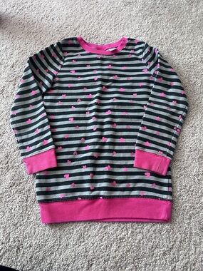 jumping beans Black & Gray Stripe Sweatshirt with Hot Pink Hearts
